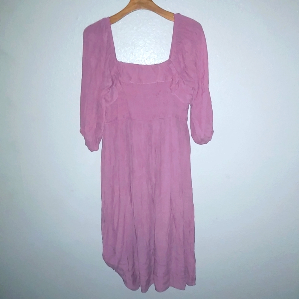 Kings Road LP Barbiecore Boho Peasant Dress Petite in Mauve
